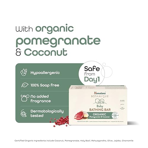 Image of Himalaya Botanique Baby Bathing Bar 125g | Organic | Preserve Moisture Lock | No Tears | Dermatologically Tested | Helps Protect Skin Barrier | pH 5.5 | Hypoallergenic | No Added Fragrance