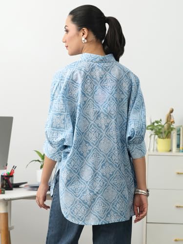 Image of Gerua By Libas Printed Cotton Blend Casual Shirt Suit