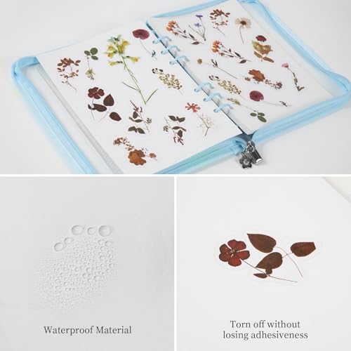 Image of Vienrose Sticker Storage Organizer, Sticker Collecting, Zipper Binder Album Reusable Stickers Collecting Book with 40 Sheets Release Paper and 20 Sheets Pockets Pages for Adults Kids Blue