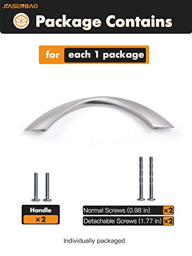 Image of 5 Pack Brushed Nickel Cabinet Pulls 3-3 /4 Inch Arch Twisted Silver Handles Drawer Kitchen Cupboard Bathroom Dresser Cabinet Hardware Zinc Alloy
