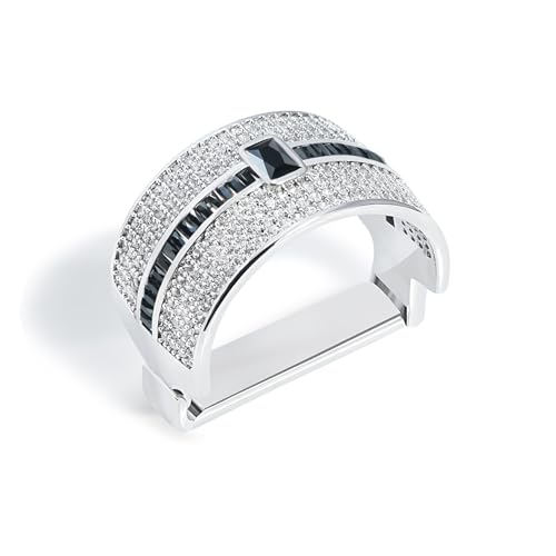 Sparkling Crystal Men's Neck Tie Ring Tie Clasp Necktie Clips Holder Tie Accessories with Box for Wedding Jewelry Gift