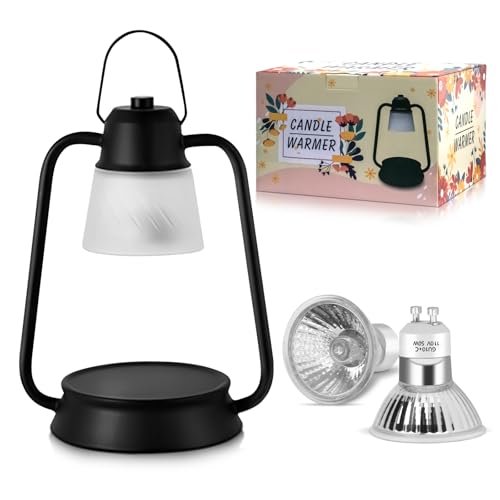 Rjvanvn Candle Warmer Lamp with Timer, Dimmable Electric Wax Melt Warmer, Black Safe Flameless Lantern for New Home Decor, Long-Lasting Fragrance, Gift for Mom Women