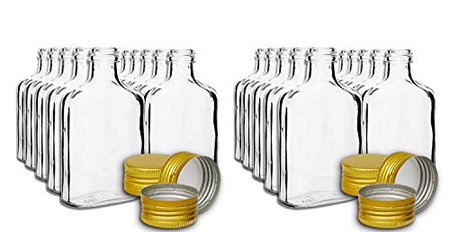 DIAH DO IT AT HOME 24 botellas de bolsillo de 100 ml con tapas de rosca doradas para vino, whisky o licores