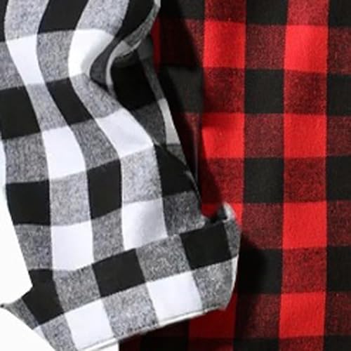 Mens Long Sleeve Button Down Plaid Hoodies Shirts Casual 2 in 1 Clothes Regular Fit Vintage Soft Tops Apparel4