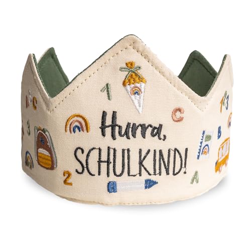 Papierdrachen Schulkind Krone - hochwertig Bestickt in tollen Pastelltönen...