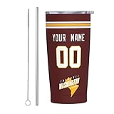Wash1ngt0n Cup Insulated Tumbler with Straw Customized Personalized Any Name & Number 20 oz Gifts...