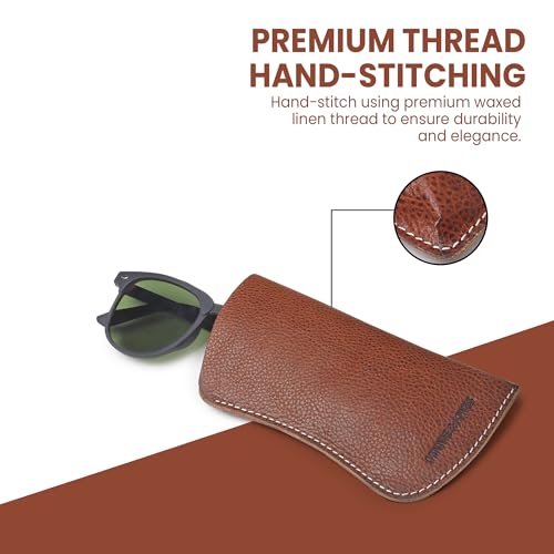Image of MINNIE & JONES Handmade Full Grain Leather Sunglass Case | Soft Leather Glasses Cover & Spectacle Case for Men & Women | Premium Leather Eyeglass Pouch | Specs Cover for Travel