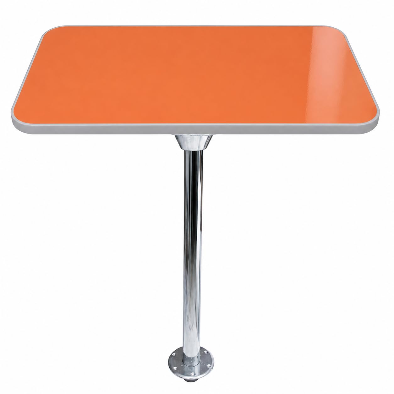 SVAGO Caravan Table Leg Kit Floor Mounted Island System – Campervan Motorhome Pedestal Leg with Top, RV Boat Furniture Set 700mm Chrome (Orange + Grey Trim)