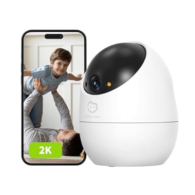 Beans View 2K 3MP Cámara de Interior para Seguridad Vista de 360° 2.4GHz Wi-Fi 1080P Cámara Mascotas/Perros/Gatos Visión Nocturna en Color Detección Humana Compatible con Alexa D210