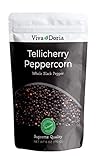 Viva Doria Tellicherry Peppercorn, Whole Black Pepper, Steam Sterilized Black Peppercorns, 6 Oz, For Grinder Refill