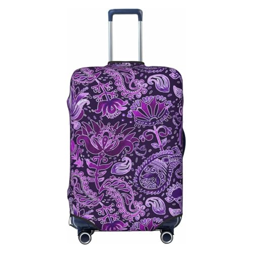 Watercolor Purple Paisley Flowers Luggage Cover Elastic Suitcase Covers for Protector Suitcase Sleeve for Luggage 18-32 In