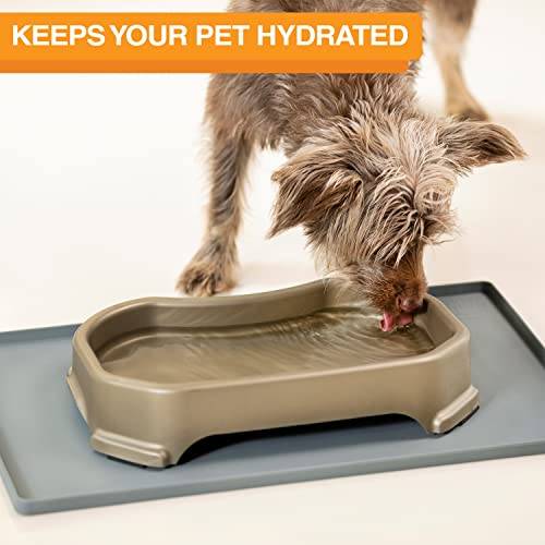 Image of Neater Pet Brands Large Outdoor Dog Water Bowl for Small Dogs, Cats, Reptiles, Birds, & Small Animals, Outdoor Water Bowls for Dogs (8 Cups), Feed Bowl & Trough, Indoor or Outside, Champagne,Rubber
