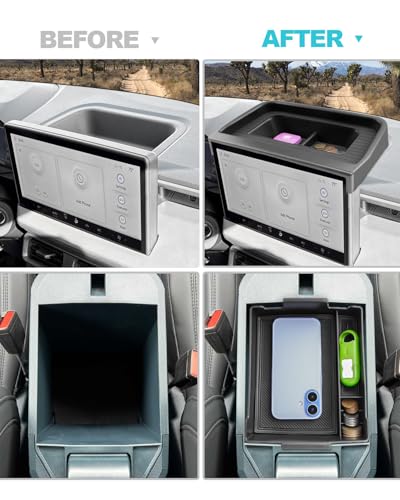 Image of CDEFG 2PCS for 2025 2026 Ford Maverick Center Console Organizer Tray, for 2025 2026 Ford Maverick Accessories Dash Screen Organizer Dashboard Behind-Screen Storage Box