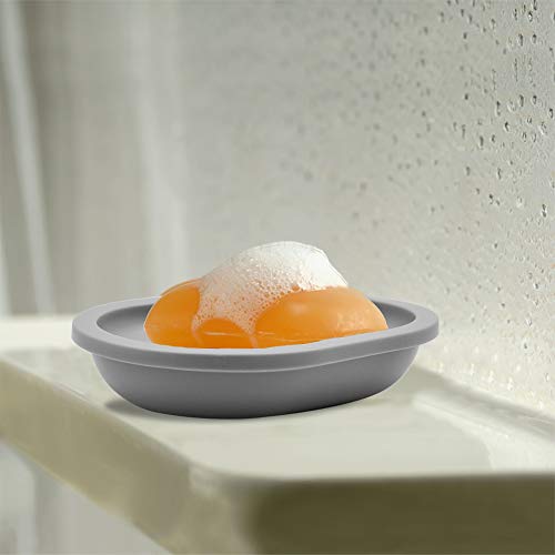 DAGONGREN Soap Dish with Drain, Pack of 2 Bar Soap Holder for Shower, Bathroom, Toilet (Grey)