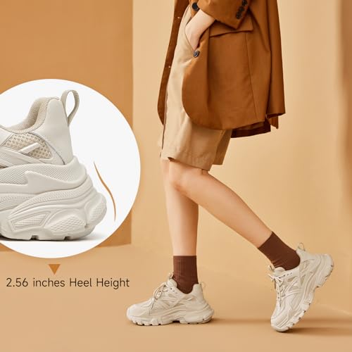 BEAU TODAY Chunky Sneakers for Women, Fashion Platform Sneakers Dad Shoes for Women, Casual Lace-up Walking Shoes4