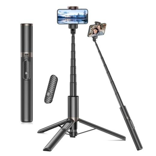 TONEOF Upgraded 60" Selfie Stick Tripod,All-in-1 Extendable Cell Phone Tripod Stand with Integrated Remote,360° Rotate Lightweight & Portable Tripod for 4-7 Inch iPhone Android/Video Recording/Travel