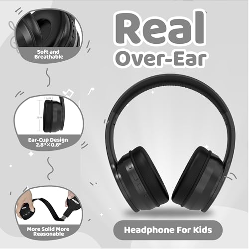 Image of MIDOLA Kids Headphones Bluetooth 5.4 Wireless 68H Play Time Volume Limit 85 /94dB Over-Ear Foldable Headset,Type-C Fast Charging,with Wired Aux Mic for Toddler Child Pad Tablet Black