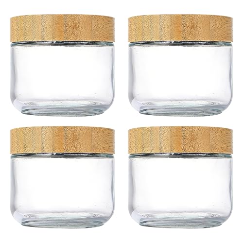Genérico Frasco De Vidrio Con Tapa,4 Piezas Envase Hermético | 300 ml Tarros Herméticos de Ancha para Yogur con - Para Preparación De Comidas, Ensalada, Yogur, Avena, Fruta, Azúcar, Cereal