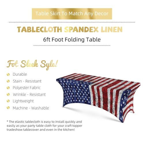 Nappe extensible rectangulaire EdWal élasthanne drapeau américain 1,8 m - 6