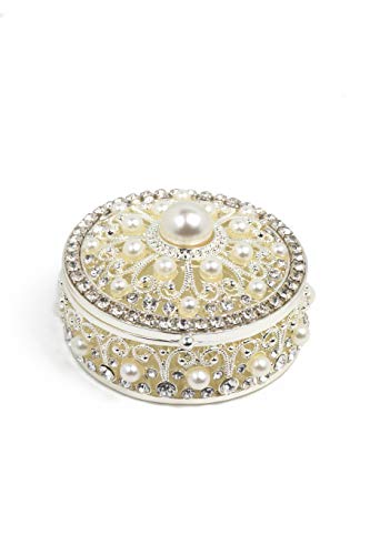 Vi N Vi Silver Jewelry Box Trinket Box With Rhinestones And Pearls #TOP2