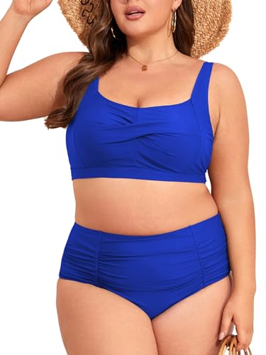 PONCEAU Bikini Damen Große Größe High Waist Badeanzug Push Up...
