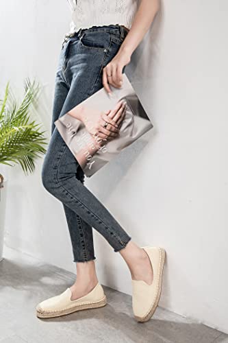 Image of Women's Classic Slip on Flat Shoes Casual Cap-Toe Platform Simple Espadrille Canvas Loafers
