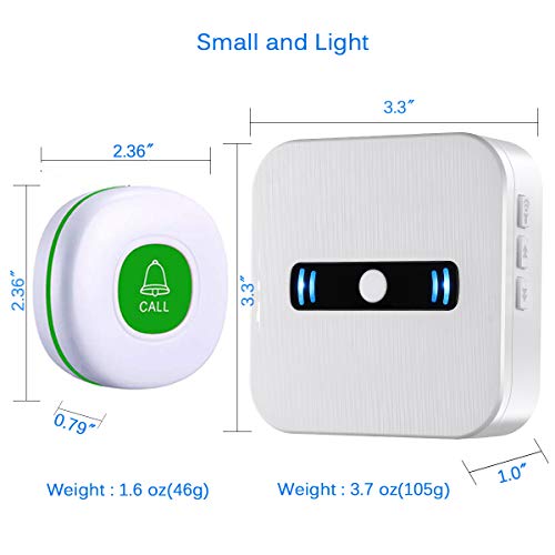 Caregiver Pagers Wireless Emergency Panic Call Button for Elderly Senior Patient Personal Alert Alarm Nurse Elderly Aids for Living Home Alert System 2 Portable Receiver+3 Necklace Call Buttons