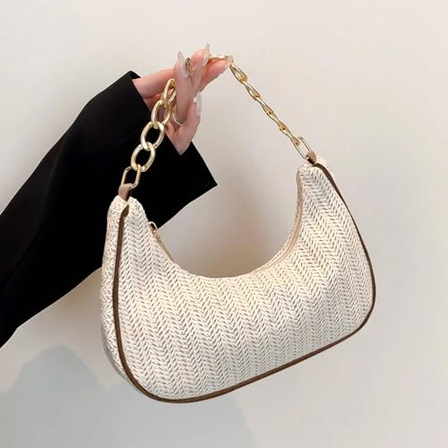 Straw Beach Bag for Women,Beach Shoulder Purse Crossbody Straw Handbag Tote Bag for Travel Picnic Vacation Summer Accessories