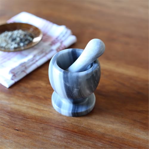 Mortero de cocina para moler especias a mano en mármol resistente estilo vintage 7