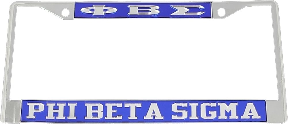 Phi Beta/Β Sigma Greek Letters License Plate Frame [Silver Standard Frame - Blue/Silver - Car/Truck] - ID#40597