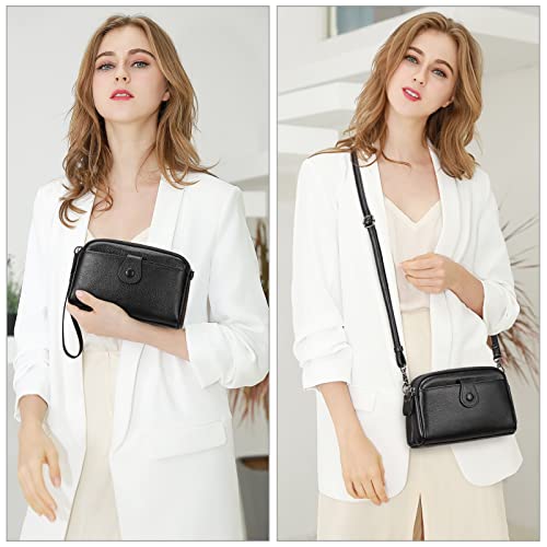 GAEKEAO Crossbody Bags for Women Small Genuine Leather Shoulder Purse Cross Body Bag with Wristlet Top Zipper - Image 7
