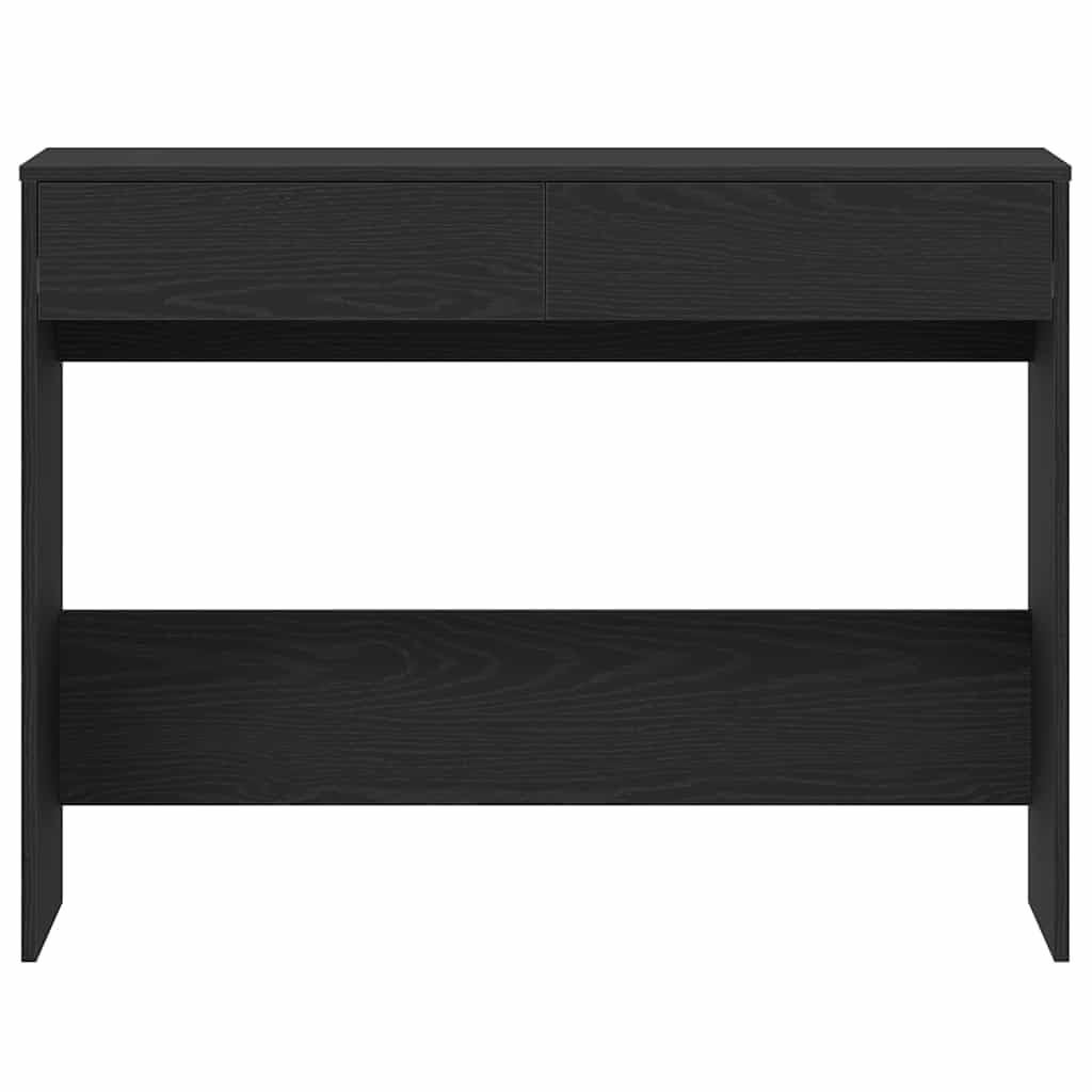 Escritorio de aspecto de roble negro 101 x 50 x 76,5 cm, mesa de trabajo con 2 cajones, amplia mesa para ordenador y suministros de oficina, superficie de fácil cuidado