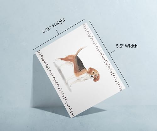 Image of Twigs Paper - Beagle Dog Note Cards - Set of 12 Blank Cards (5.5 x 4.25 Inch) with 12 Envelopes - 100% EcoFriendly Stationery - Made In USA