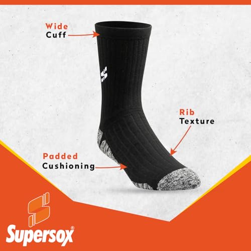 Image of Supersox Calf Length Sports Socks For Men Combo, Made With Durable Breathable Cotton, Anti Odour, Anti Bacterial, Anti Sweat, Moisture Aborbant with Thick Cushioned Bottom (Multicolor, Pack of 3)