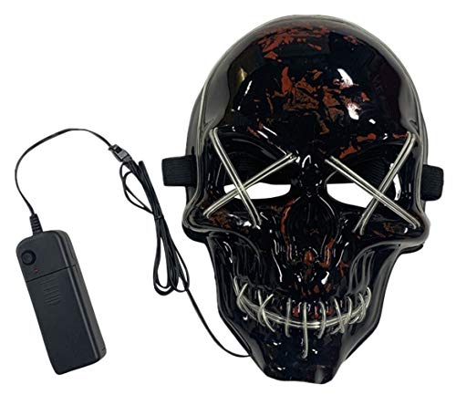 Cloudkids LED Masque Lumineux Masque Horreur Halloween Cosplay Effrayant Déguisement Mascarade Festival Carnaval (Bleu Fluo)