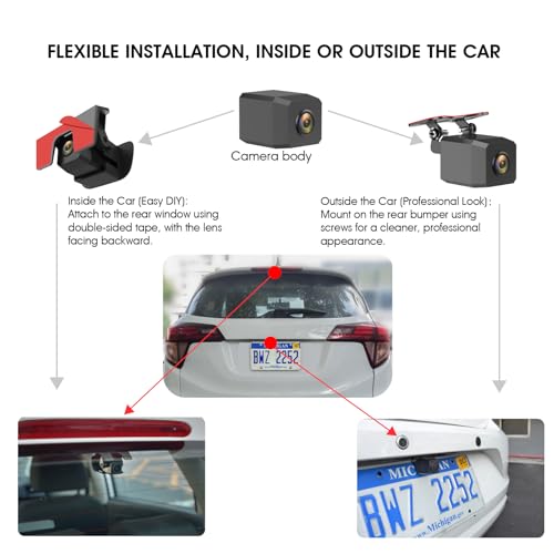 KBD Car OEM Rear View Mirror Dash Cam with SD, 2K Front and 1080P Rear 9.66'' with Back Up Camera, Touch Screen, Superior Night Vision, G-Sensor, Parking and Reversing Assistance