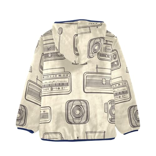 Outline Radio Music Vintage Girls Fleece Jacket Girls Fall Jacket Girls Zip Up Hoodie Girls Sherpa Jacket 2-10T2