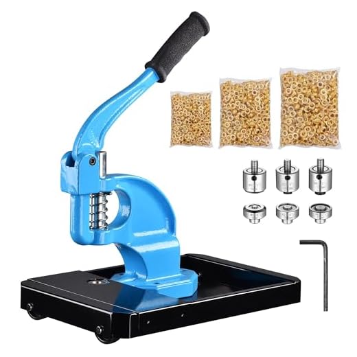 Yescom 3 Dies(#0/#2/#4) Hand Press Grommet Machine w/ 900 Pcs Golden Grommets Eyelet & Rolling Base Tool Kit