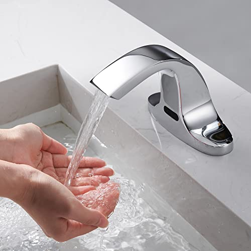 Hhoommee 6 Inch Centerset Solid Brass Touchless Bathroom Sensor Faucet Automatic Deck Mounted Basin Water Mixer With Pop Up Drain… #TOP2