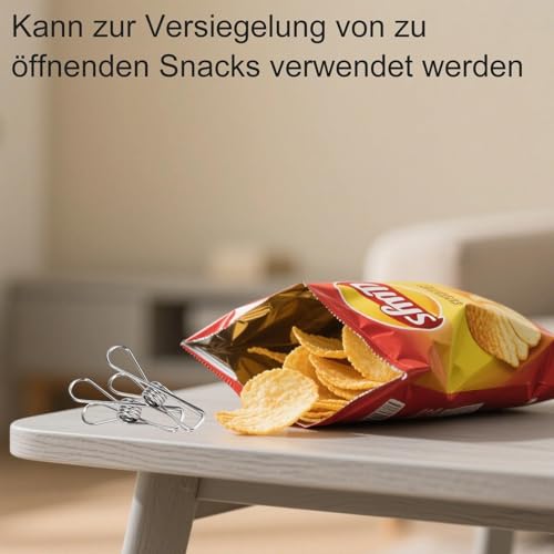 45 Stück Wäscheklammern Edelstahl, Delstahlklammern, Edelstahl Wäscheleine Klammern, Winddicht Wäscheleine Klammern für Handtuch, Kleidung, Socken