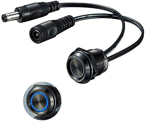 Onsinn Touch Switch TD01 Memory Function stepless dimming Switch DC12V to 24V Blue led for 16mm 3/5'' mounting Hole (Black)