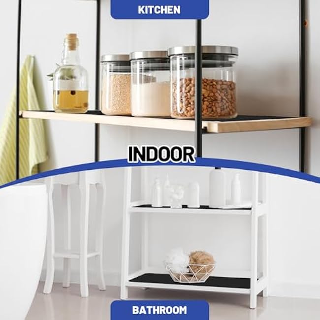 Sliner 8 Pack 14 x 36 Inch Wire Shelf Liner Black Plastic Waterproof Liners for Organizing Metal Rack Shelves, Kitchen Cabinets, Cupboard, Pantry