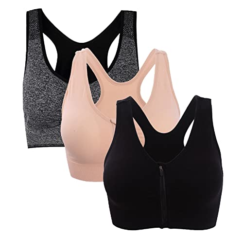 Image of Hiking Gril Women's Zip Front Sports Bra Wireless Post-Surgery Yoga Bras