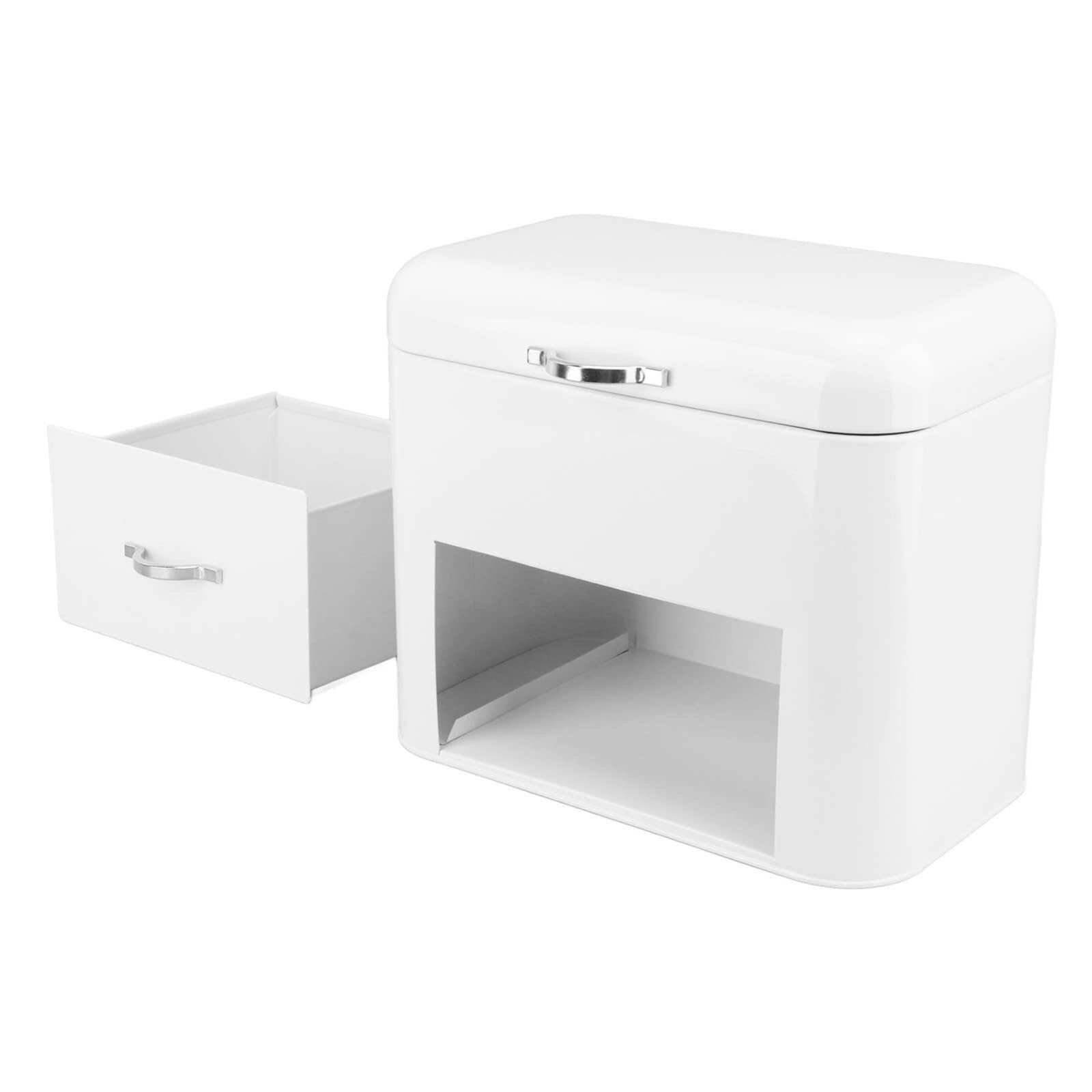 Caja De Pan Panera Para Pan Contenedor De Pan De Hierro Para El Hogar, Gran Capacidad, Contenedor De Almacenamiento De Pan De Hierro, 2 Estantes De Superficie Para Cocina Caja Contenedor De Pan(Black)