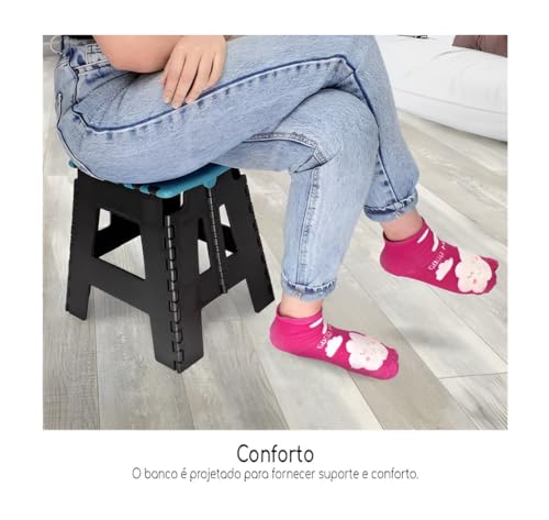 Banqueta Plástica Dobrável Resistente Retrátil Ideal para Crianças e Adultos Camping Praia e Uso Res