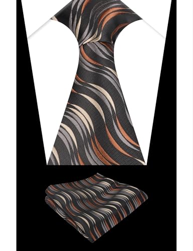 Image of Alizeal Mens 3.15'' Gradient Novelty Pattern Tie Set with Pocket Square Casual Color Tie Set