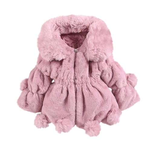 wodceeke Toddler Girls Faux Fur Coat Fluffy Furry Jacket Winter Warm Shaggy Parka Plush Outerwear for Kids