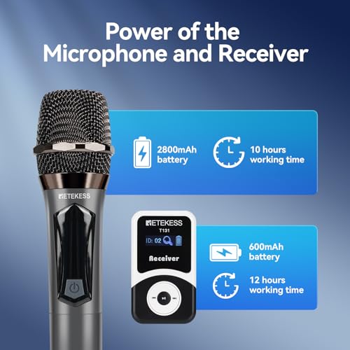 Sistema de audio inalámbrico para guías turísticos Retekess T130, micrófono portátil, dispositivos de escucha asistida para capacitación (1 micrófono, 1 transmisor, 25 receptores) miniatura 4