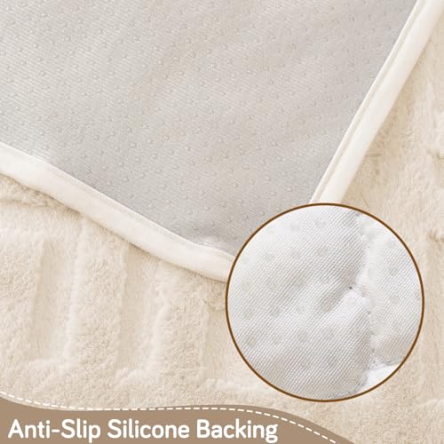 Image of HOKIPO 'Velvet Maze' Premium Sofa Backrest Cover Mat 55x80 cm with Anti-Slip Backing | 1 Pc - Beige (AR-6279-BGE)