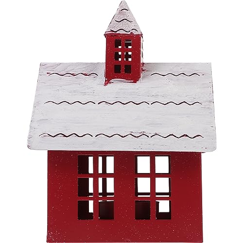 MAGICLULU Christmas Village Houses Metal Christmas Village Figurines Farmhouse Galvanized Tin House Desktop Ornament for Xmas Holiday Mantel Tabletop Decor
